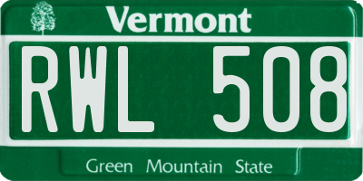 VT license plate RWL508