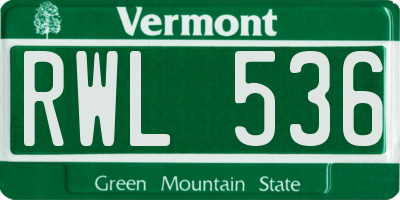 VT license plate RWL536