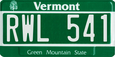 VT license plate RWL541