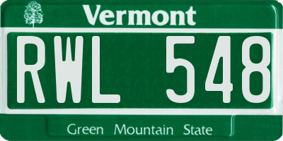 VT license plate RWL548