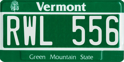 VT license plate RWL556