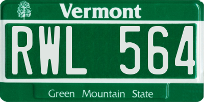 VT license plate RWL564