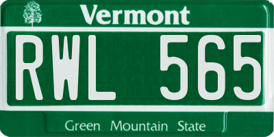 VT license plate RWL565