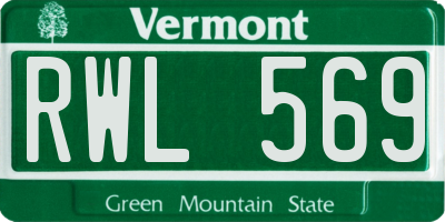 VT license plate RWL569