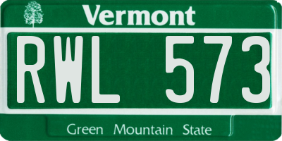 VT license plate RWL573