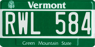 VT license plate RWL584