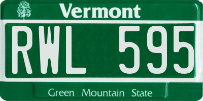 VT license plate RWL595