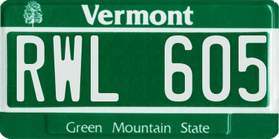 VT license plate RWL605