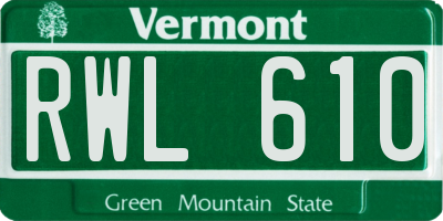 VT license plate RWL610