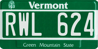VT license plate RWL624