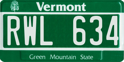 VT license plate RWL634