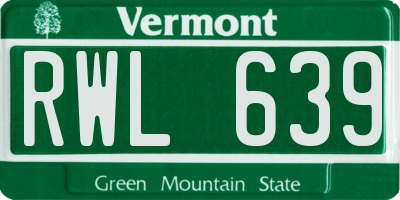 VT license plate RWL639
