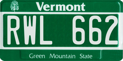 VT license plate RWL662