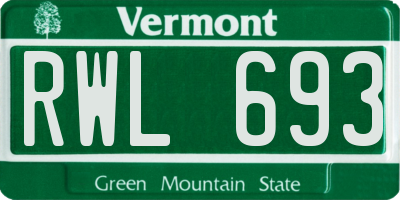 VT license plate RWL693