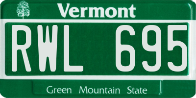 VT license plate RWL695