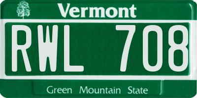 VT license plate RWL708