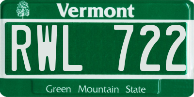VT license plate RWL722