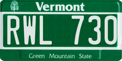 VT license plate RWL730