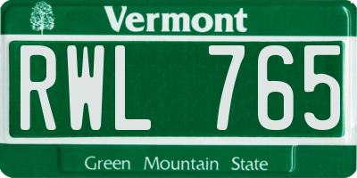 VT license plate RWL765