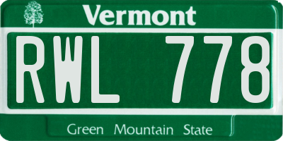 VT license plate RWL778