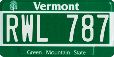 VT license plate RWL787