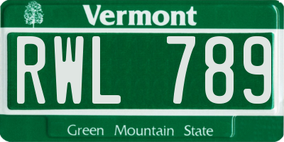 VT license plate RWL789