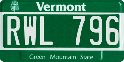 VT license plate RWL796
