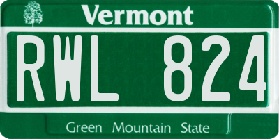 VT license plate RWL824