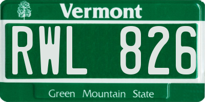 VT license plate RWL826