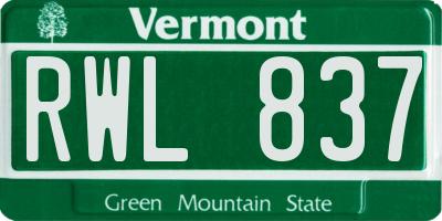 VT license plate RWL837