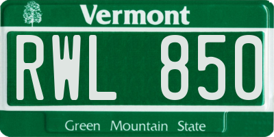 VT license plate RWL850