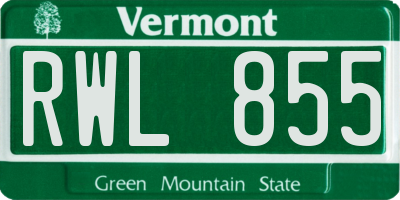 VT license plate RWL855