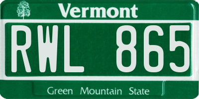 VT license plate RWL865