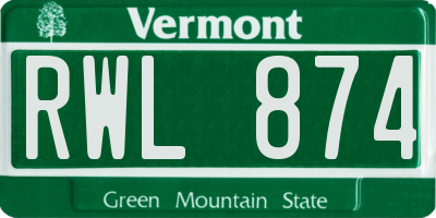 VT license plate RWL874