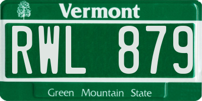 VT license plate RWL879