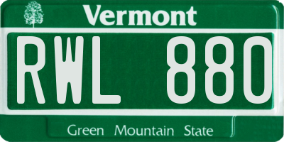 VT license plate RWL880