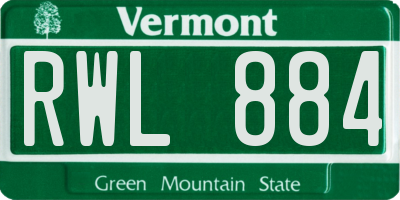 VT license plate RWL884