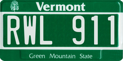 VT license plate RWL911