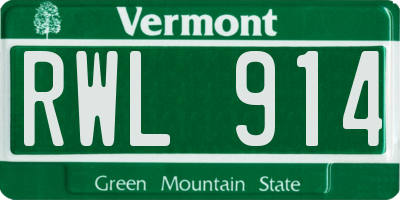 VT license plate RWL914