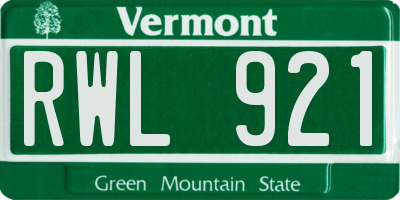 VT license plate RWL921
