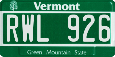 VT license plate RWL926