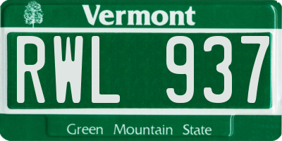 VT license plate RWL937