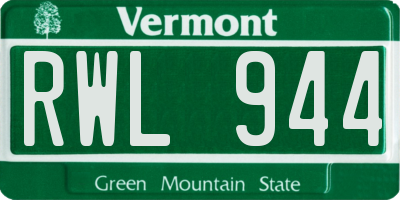 VT license plate RWL944
