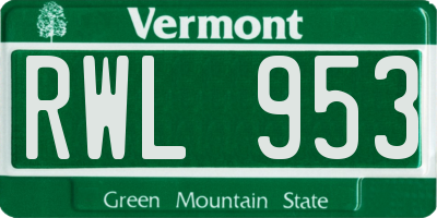 VT license plate RWL953