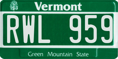 VT license plate RWL959