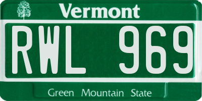 VT license plate RWL969