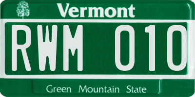 VT license plate RWM010