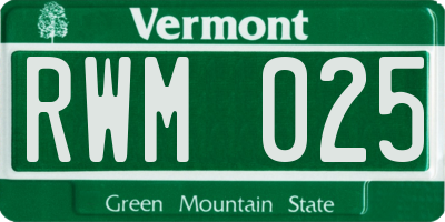 VT license plate RWM025