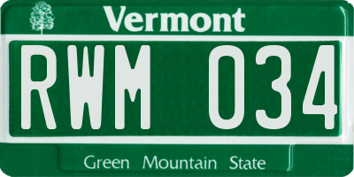 VT license plate RWM034