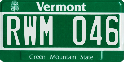 VT license plate RWM046
